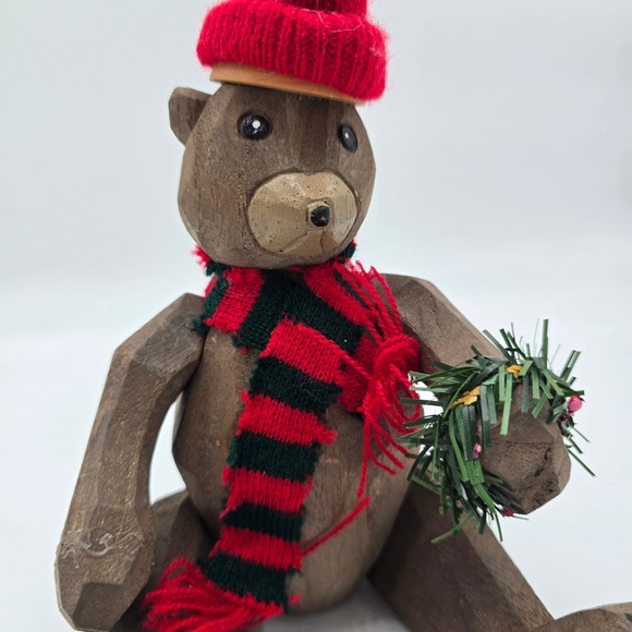 Vintage Wooden Teddy Bear Christmas Figurine Holiday Decor 1999 - Picture 2 of 9